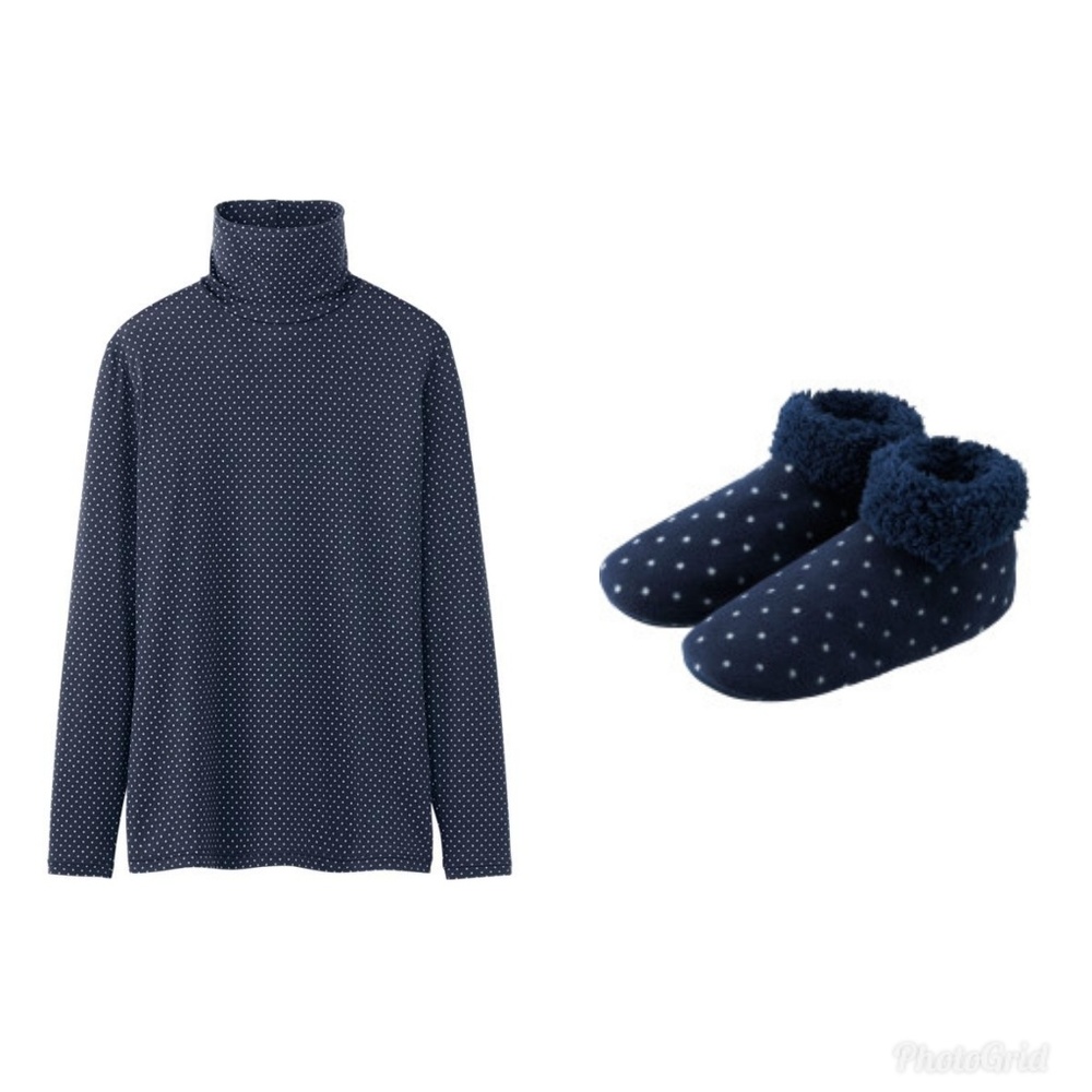 Uniqlo polka dot Heatech turtleneck and socks
